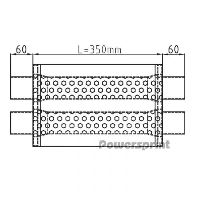 Powersprint Schalldämpfer HF-35 
oval doppelflutig Ø 55mm 470 mm Länge