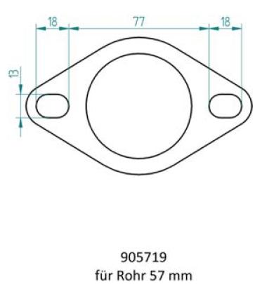 Powersprint 2-Loch-Flansch 
57mm Ø Rohrausschnitt