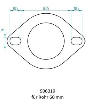 Powersprint 2-Loch-Flansch 
60mm Ø Rohrausschnitt