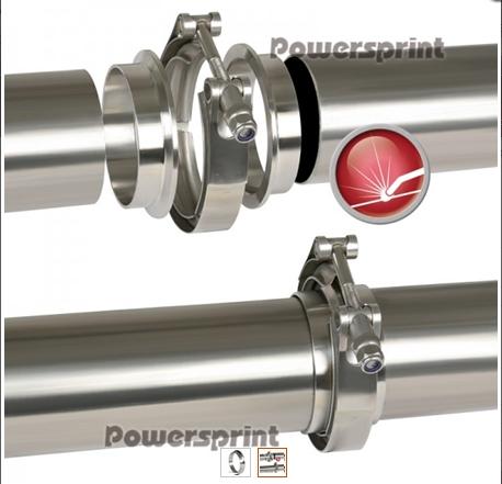 Powersprint T-Flansch (V-Band) Ø 63,5 mm 
Edelstahl 304 AISI (V2A) 