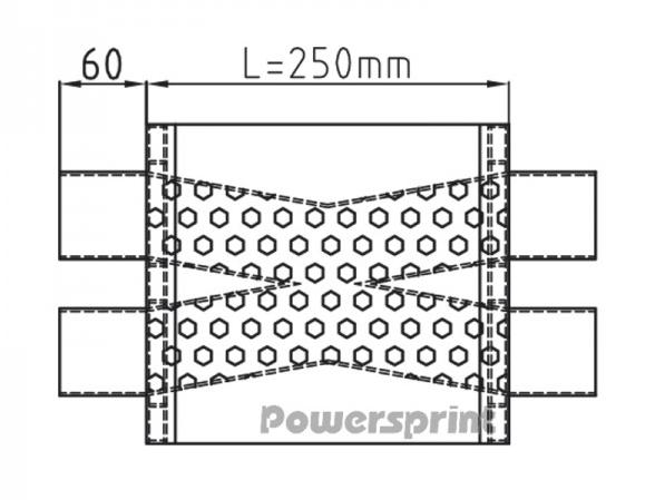 Powersprint Short Box X-Führung 
oval Ø 63,5mm 370 mm Länge