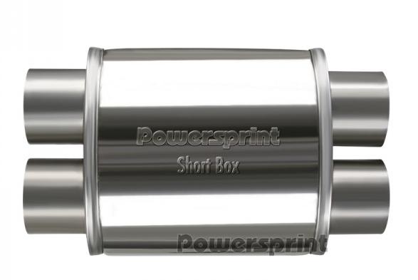 Powersprint Schalldämpfer Short Box 
oval zweiflutig Ø 76mm 370 mm Länge