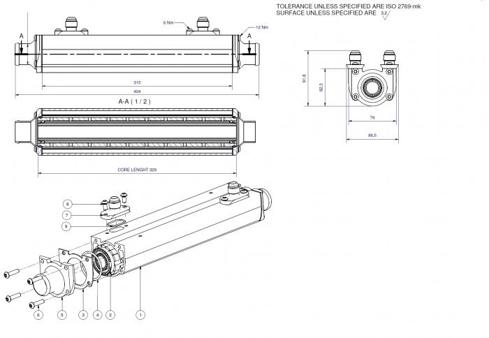 Laminova Ölkühler Wärmetauscher 395mm 
Dual Core / Doppelkern