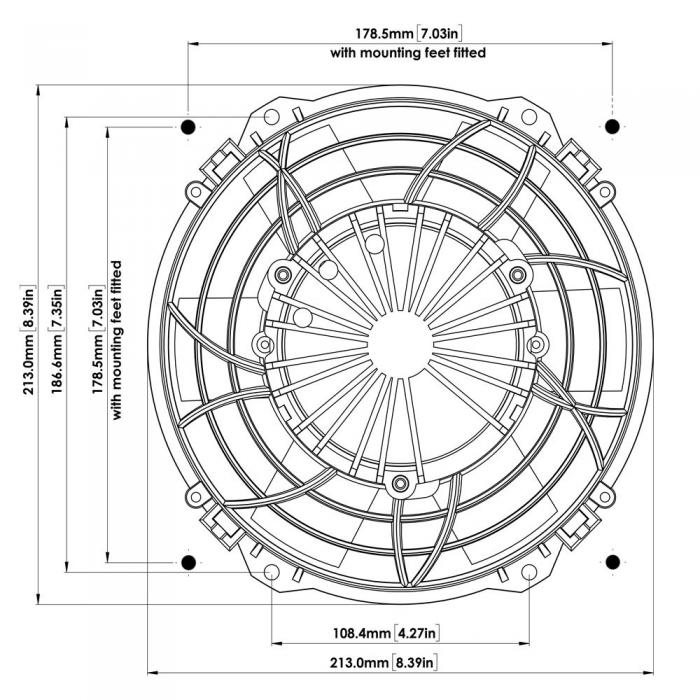 12V Kühlerventilator 213mm (8") Davies Craig Brushless 
bürstenlos, 760 m³/h  blasend und saugend dual