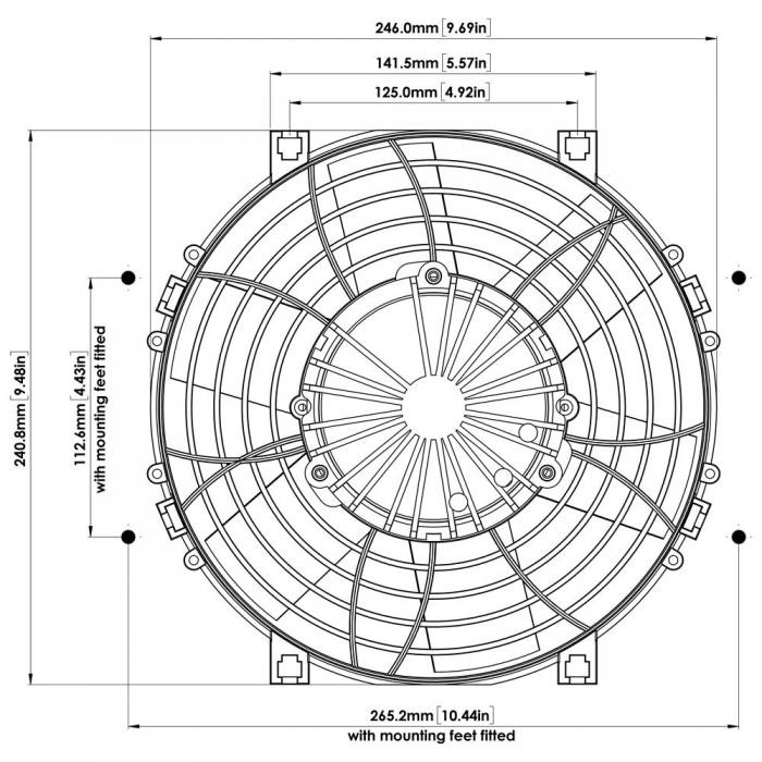 12V Kühlerventilator 246mm (9") Davies Craig Brushless 
bürstenlos, 1340 m³/h blasend und saugend dual