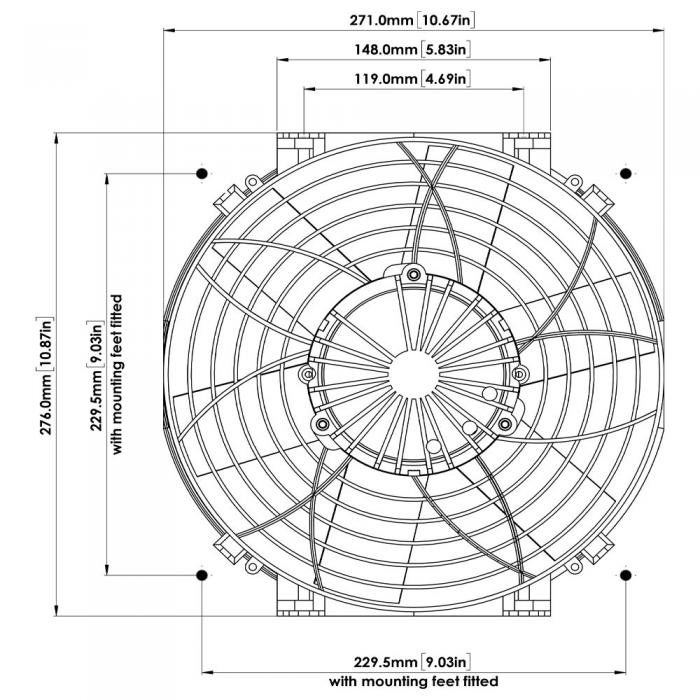 12V Kühlerventilator 275mm (10") Davies Craig Brushless 
bürstenlos, 1736m3/min blasend und saugend dual