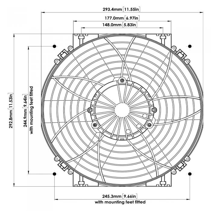 24V Kühlerventilator 295mm (12") Davies Craig Brushless 
bürstenlos, 2310m³/h blasend und saugend dual