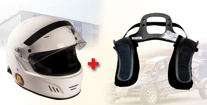 Hans Komplettangebot Full Face 
 Helm weiss: Gr.3XL; Hans Club 3: Gr. M (Kragenweite bis 44cm)