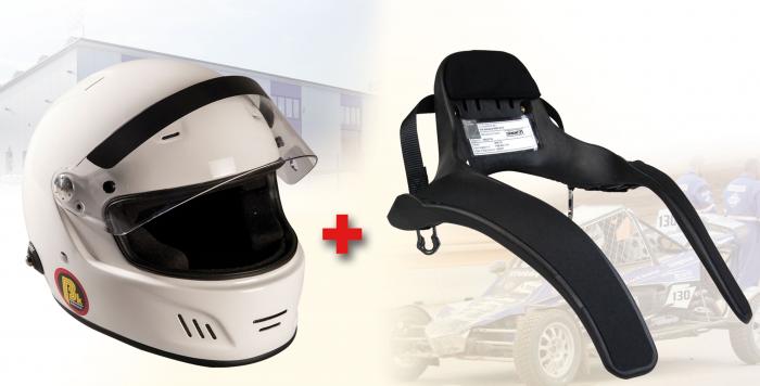 Hans Komplettangebot Full Face
 Helm weiss: Gr.3XL; Hans Club: Gr. M (Kragenweite bis 44cm)