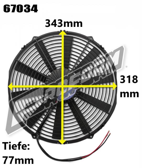 12V Elektrischer Lüfter 318mm (12") Proform Brushless 
bürstenlos, 3560m³/h saugend