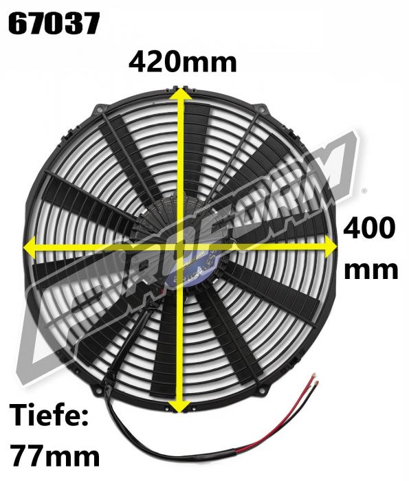 12V Elektrischer Lüfter 400mm (16") Proform Brushless 
bürstenlos, 5600m³/h saugend