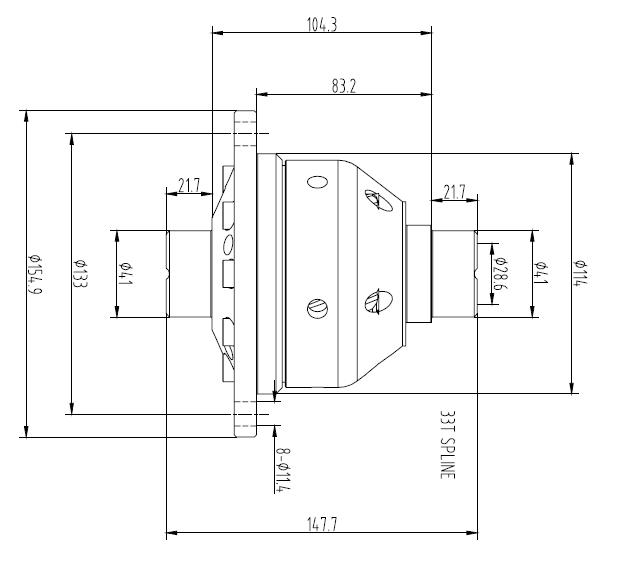 Blackline Schneckenradsperre VAG 02A 
 Torsen System (gesteckte Flansche)