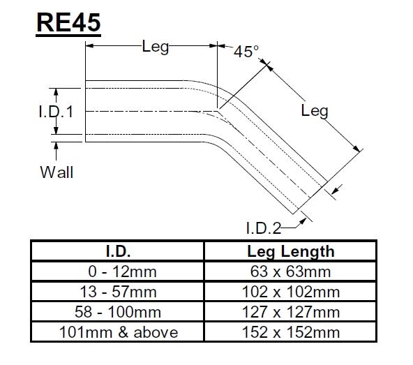 Samco Reduzierkrümmer 45° D100-90 
 rot