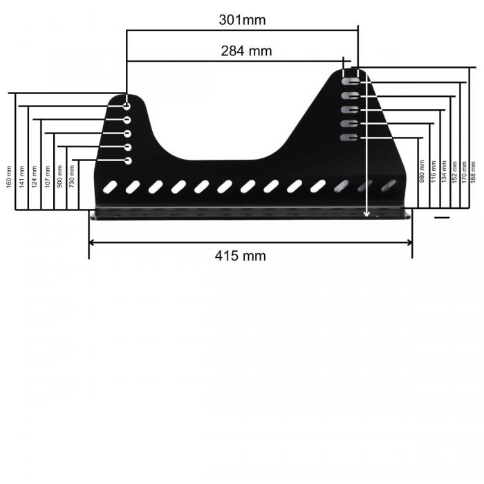 Beltenick Alu-Konsole Seitenbefestigung B-Ware 
 schwarz 360x216x6mm nach F.I.A