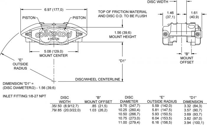 Wilwood Powerlite  (four Piston) 
D35,1mm Scheibe12,7mm