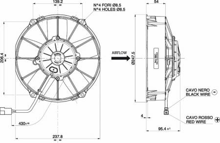 Spal Kühlerventilator VA02-BP70/LL-40A
D247,5-D225 T=95 / 1390m³ saugend